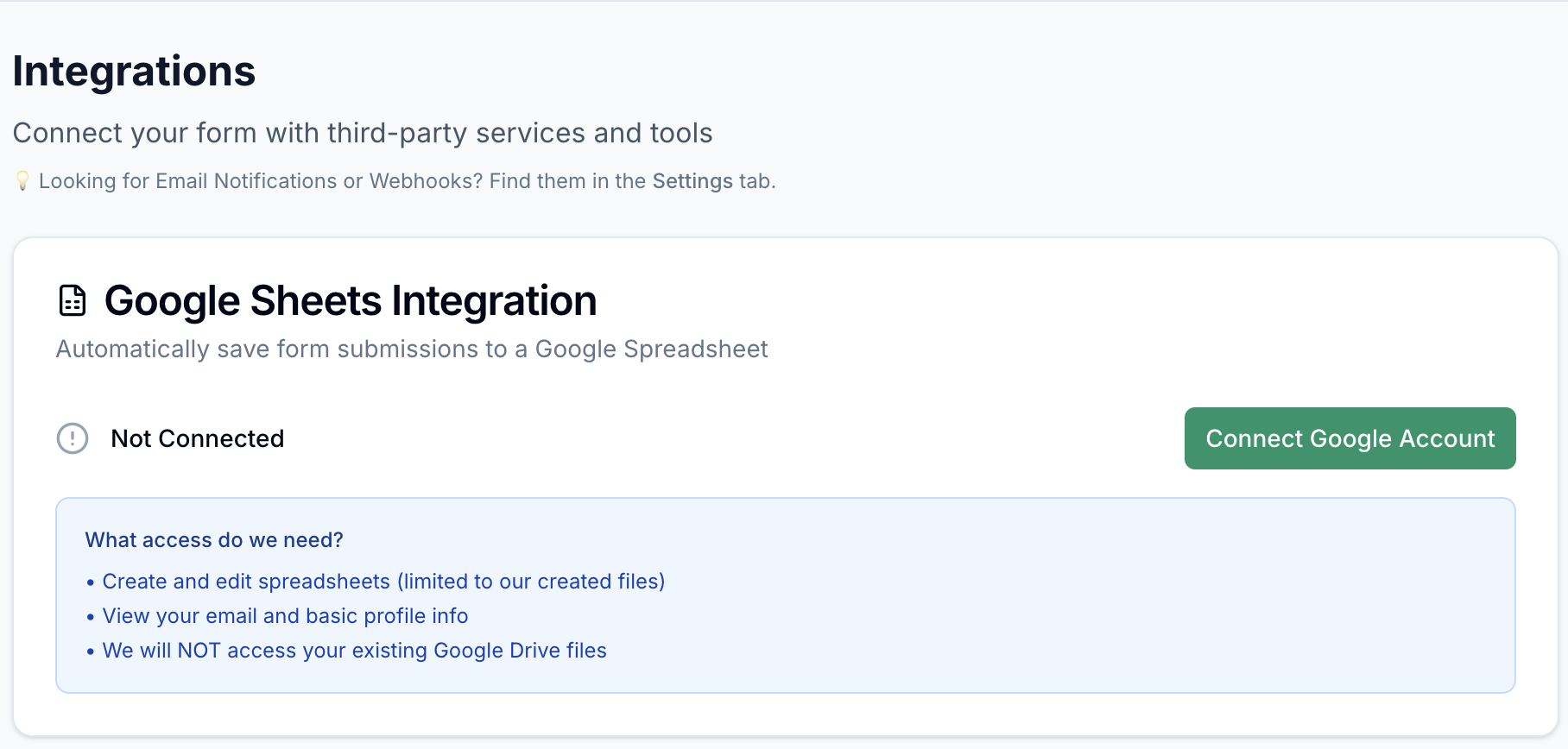 Google Sheet Integration screenshot