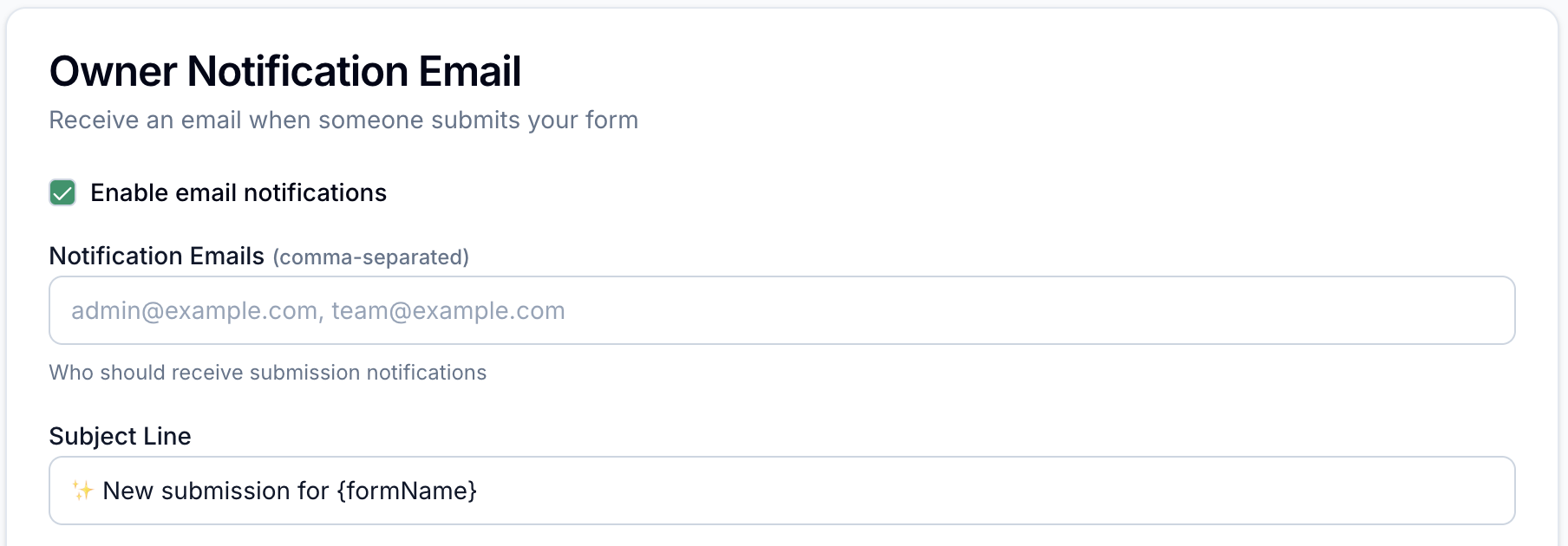 Send Notification Emails to Owner screenshot