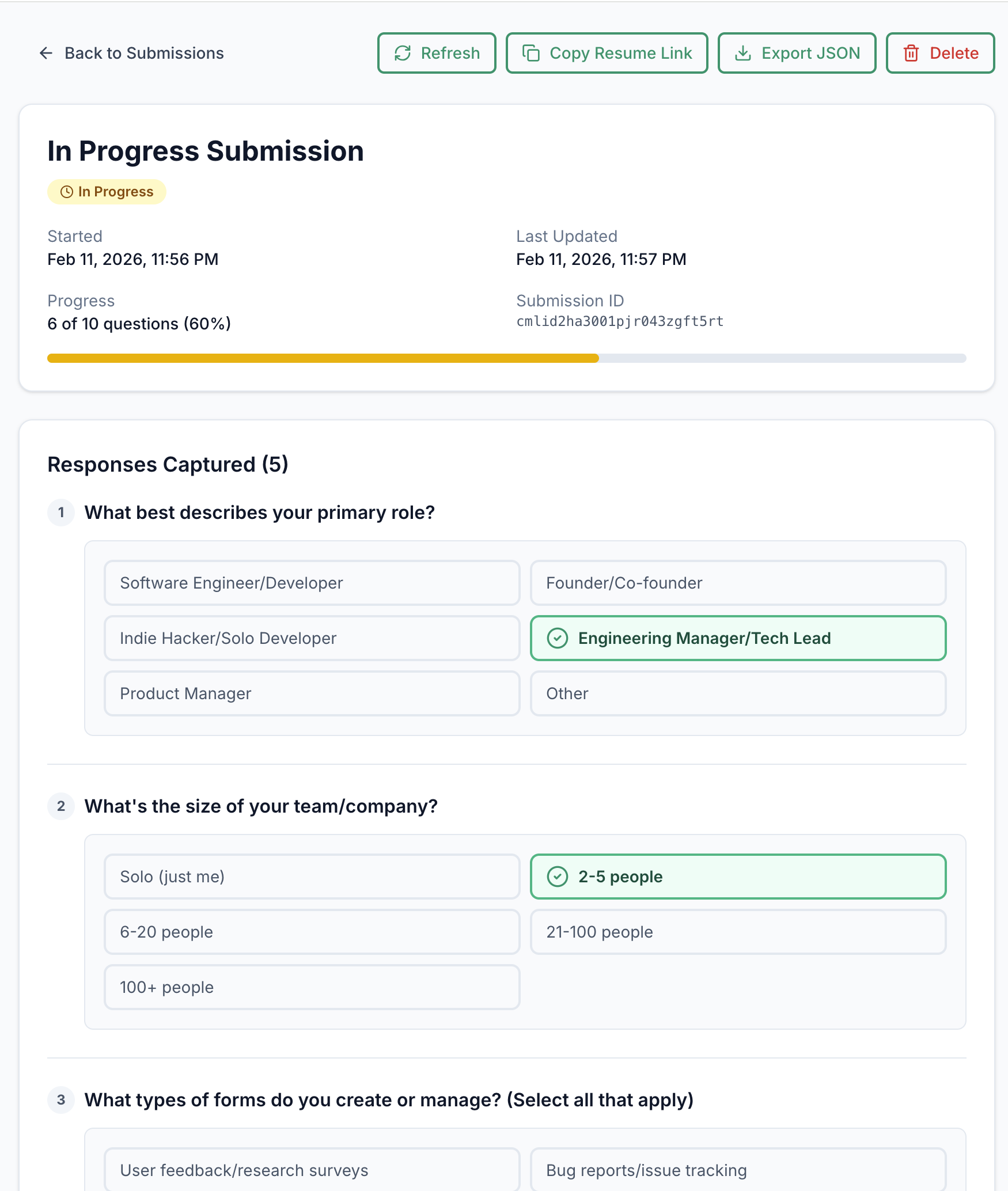 Partial Submissions screenshot