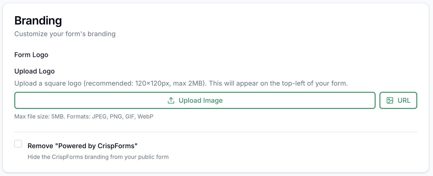 Remove CrispForms Branding screenshot