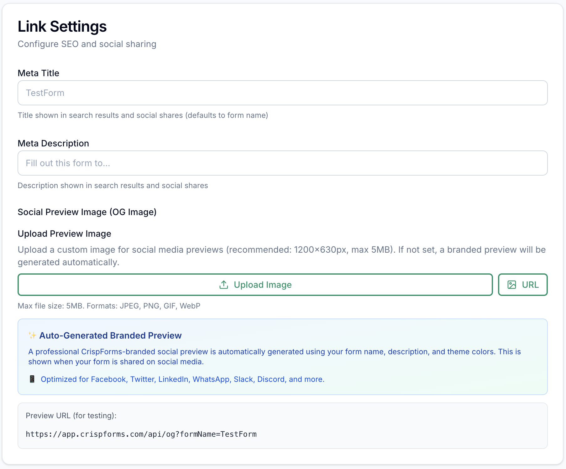 Customize Social Media Previews screenshot
