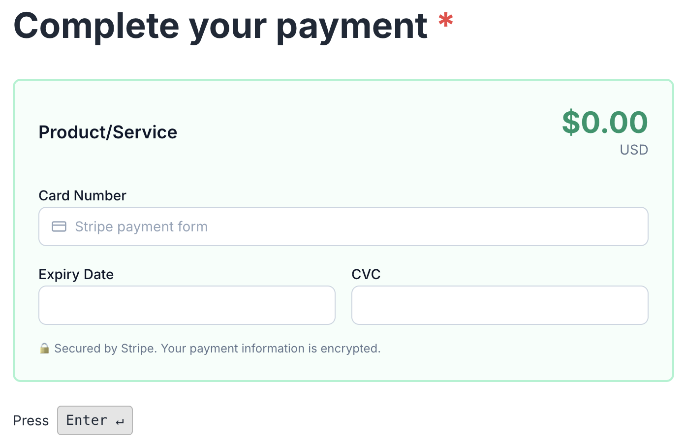 Payment Stripe Integration screenshot